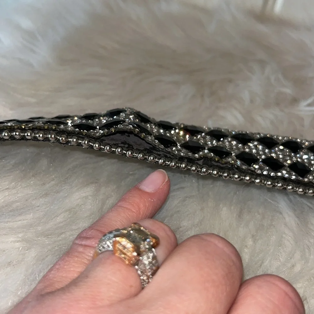 Bling embellished sparkly statement leather western cowgirl belt S/M